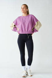 Pep Talk Colorblock Cotton Sweatshirt in Mulberry Bone, photo 4