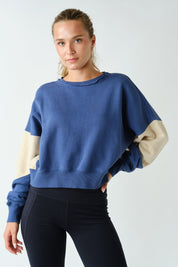 Pep Talk Colorblock Cotton Sweatshirt in Ocean Bone, photo 1