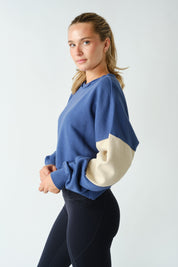Pep Talk Colorblock Cotton Sweatshirt in Ocean Bone, photo 2