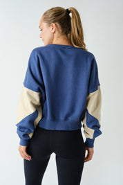 Pep Talk Colorblock Cotton Sweatshirt in Ocean Bone, photo 3