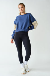 Pep Talk Colorblock Cotton Sweatshirt in Ocean Bone, photo 4