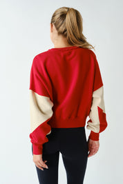 Pep Talk Colorblock Cotton Sweatshirt in Smitten Cherry Bone, photo 3