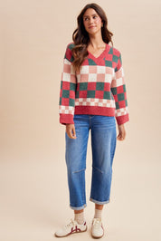 Peppermint Plaid Multi-Checkerboard Sweater - Westly