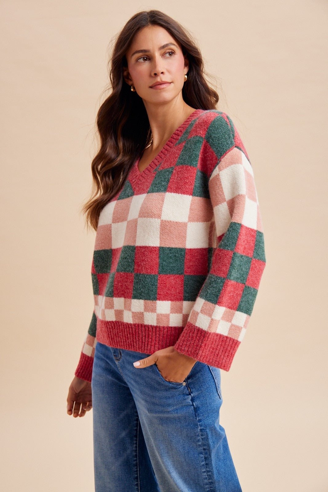 Peppermint Plaid Multi-Checkerboard Sweater - Westly