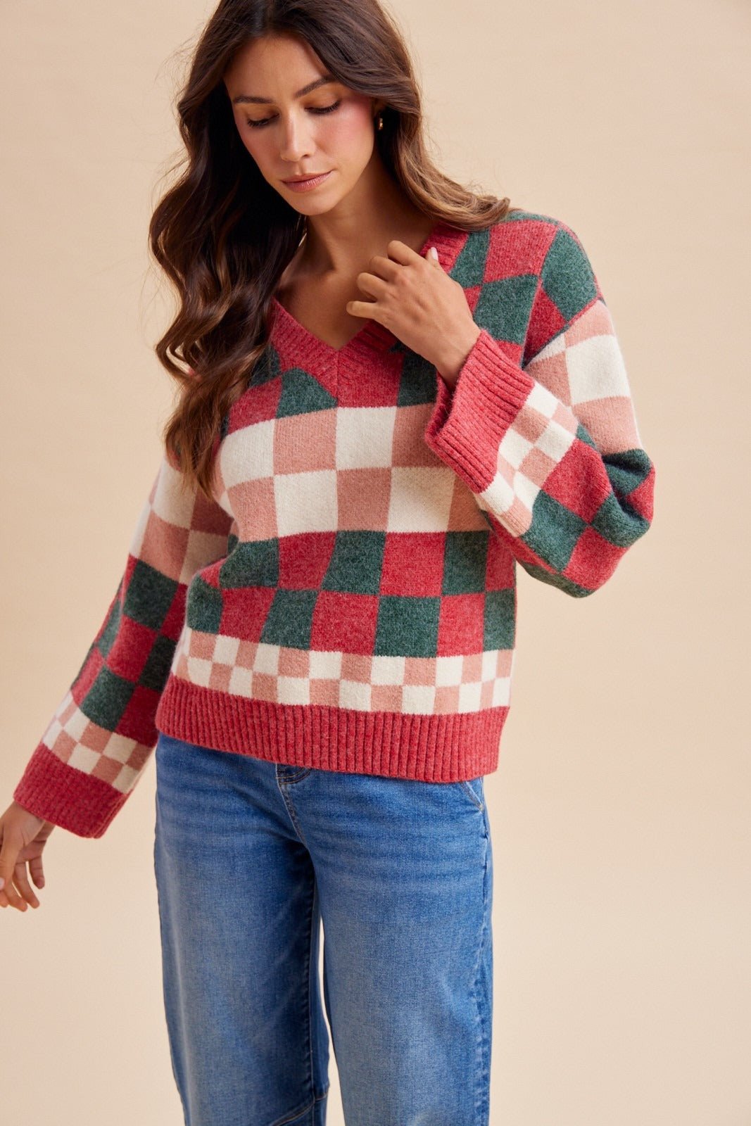 Peppermint Plaid Multi-Checkerboard Sweater - Westly
