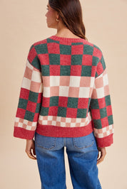 Peppermint Plaid Multi-Checkerboard Sweater - Westly
