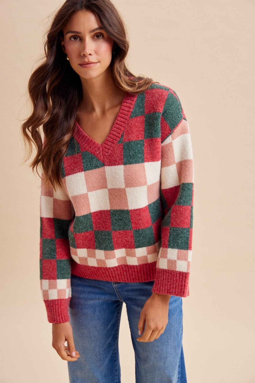 Peppermint Plaid Multi-Checkerboard Sweater - Westly