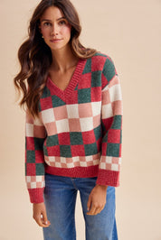 Peppermint Plaid Multi-Checkerboard Sweater - Westly