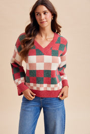 Peppermint Plaid Multi-Checkerboard Sweater - Westly