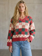 Peppermint Plaid Multi-Checkerboard Sweater - Westly