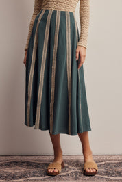 Peregrine Embroidered Stripe Midi Skirt - Westly