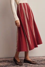 Peregrine Embroidered Stripe Midi Skirt - Westly