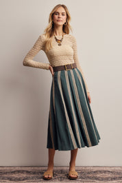 Peregrine Embroidered Stripe Midi Skirt - Westly