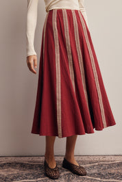 Peregrine Embroidered Stripe Midi Skirt - Westly