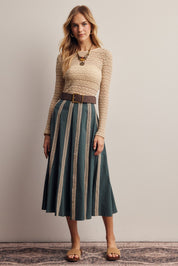 Peregrine Embroidered Stripe Midi Skirt - Westly
