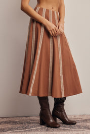 Peregrine Embroidered Stripe Midi Skirt - Westly
