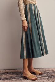 Peregrine Embroidered Stripe Midi Skirt - Westly