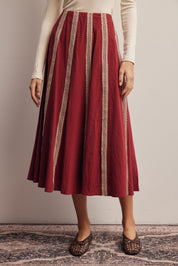 Peregrine Embroidered Stripe Midi Skirt - Westly