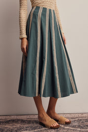 Peregrine Embroidered Stripe Midi Skirt - Westly
