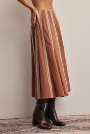 Peregrine Embroidered Stripe Midi Skirt in Brown, photo 5