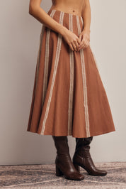 Peregrine Embroidered Stripe Midi Skirt in Brown, photo 6