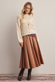 Peregrine Embroidered Stripe Midi Skirt in Brown, photo 9