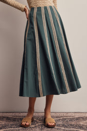Peregrine Embroidered Stripe Midi Skirt in Dark Green, photo 2