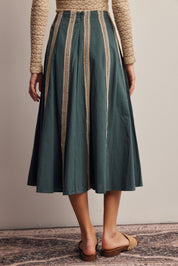 Peregrine Embroidered Stripe Midi Skirt in Dark Green, photo 7