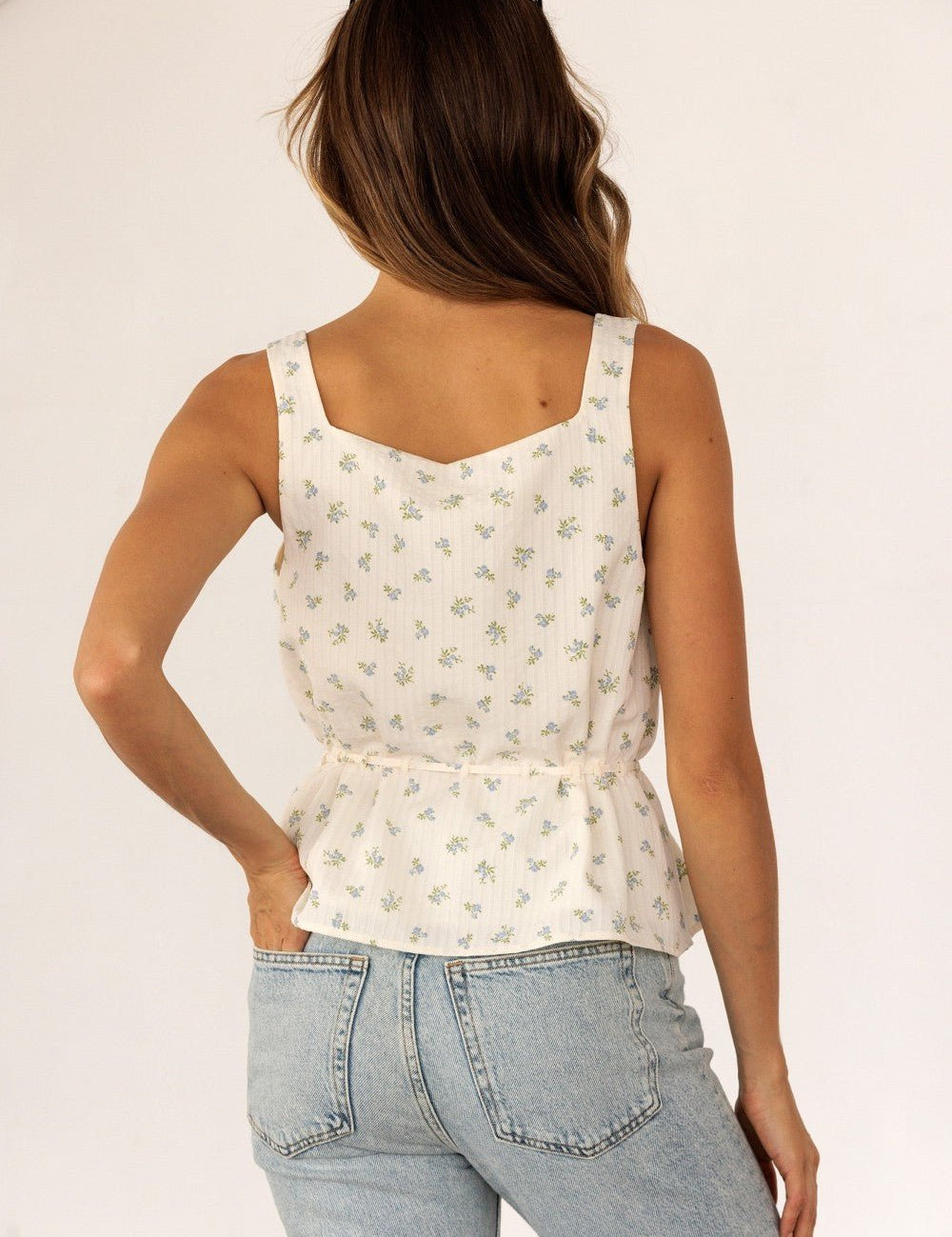 Perrine Pleated Floral Peplum Top - Westly
