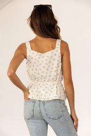 Perrine Pleated Floral Peplum Top - Westly