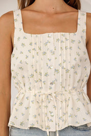 Perrine Pleated Floral Peplum Top - Westly