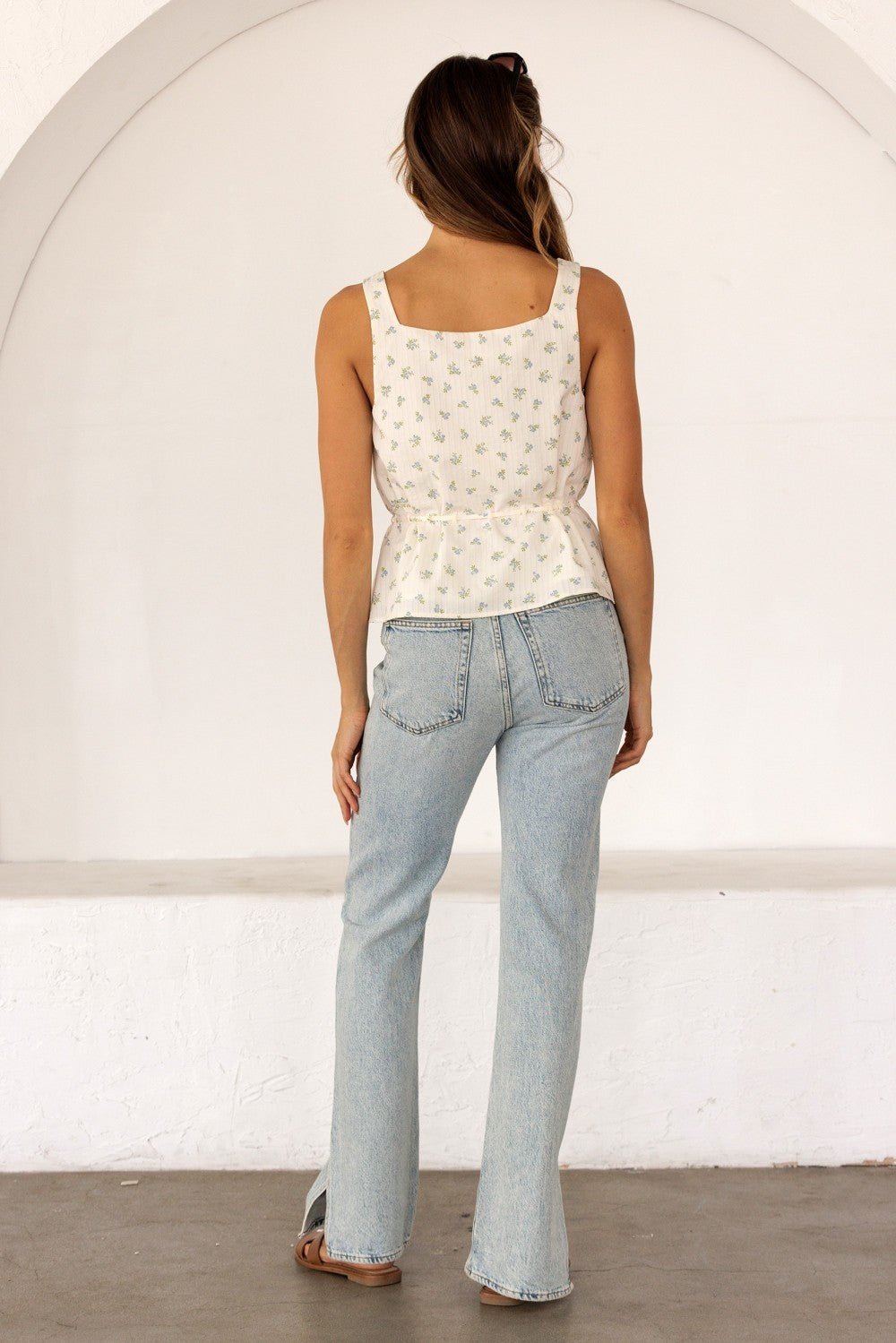 Perrine Pleated Floral Peplum Top - Westly