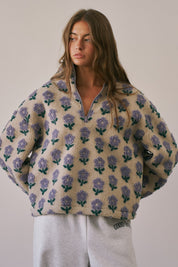 Petal Chalet Floral Half-Zip Sherpa - Westly