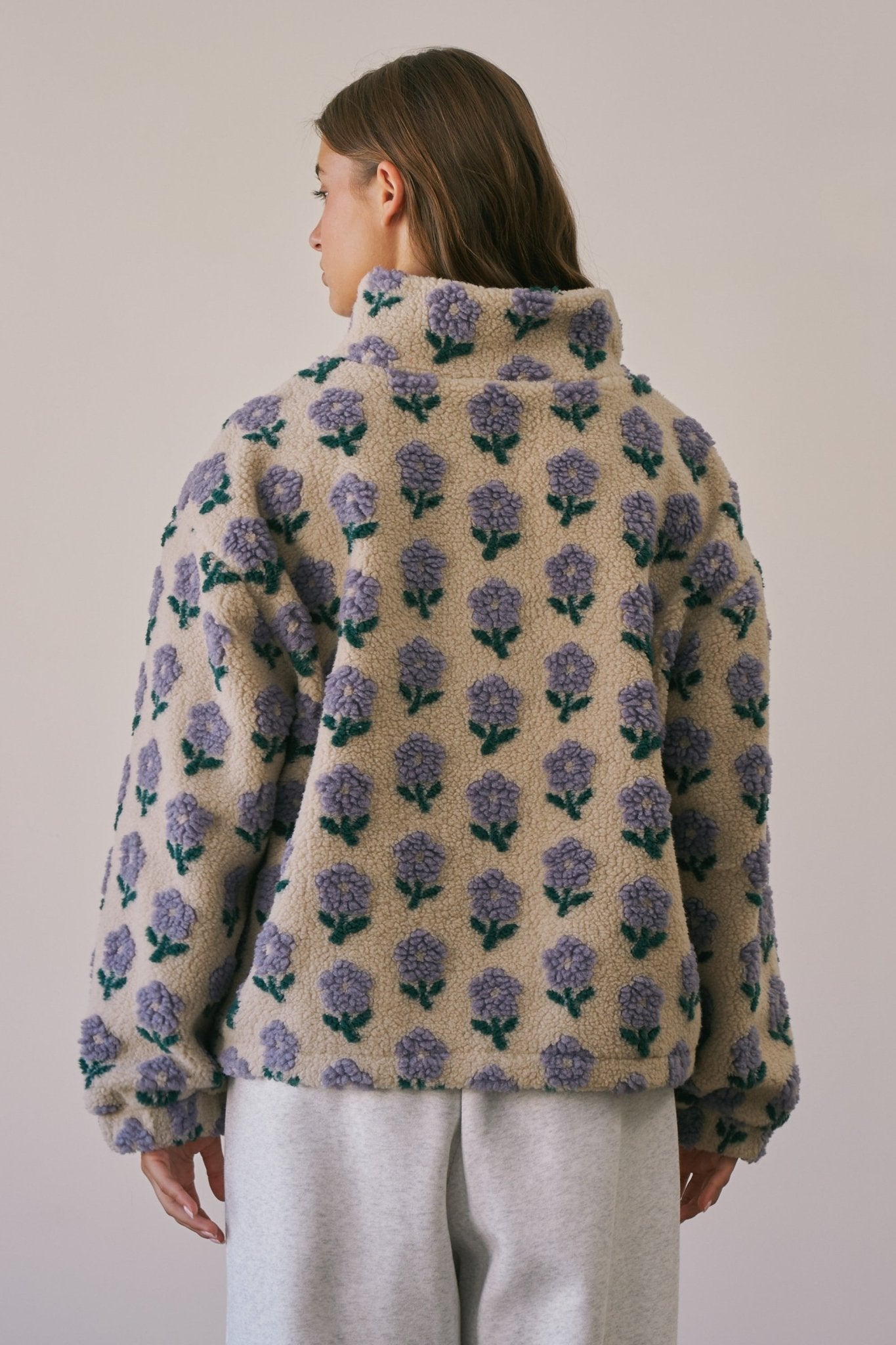 Petal Chalet Floral Half-Zip Sherpa - Westly