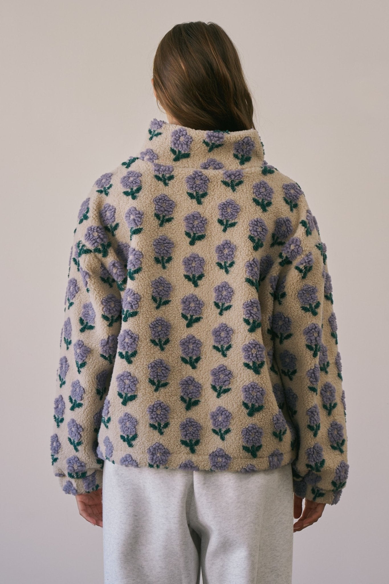 Petal Chalet Floral Half-Zip Sherpa - Westly