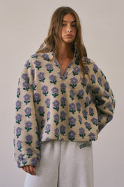 Petal Chalet Floral Half-Zip Sherpa - Westly