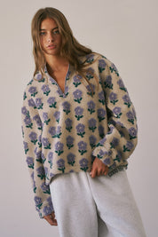 Petal Chalet Floral Half-Zip Sherpa - Westly