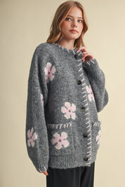 Petal Patches Blanket Stitch Floral Cardigan - Westly