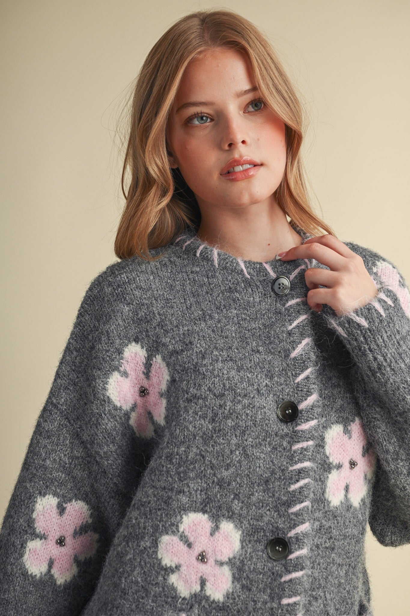 Petal Patches Blanket Stitch Floral Cardigan - Westly