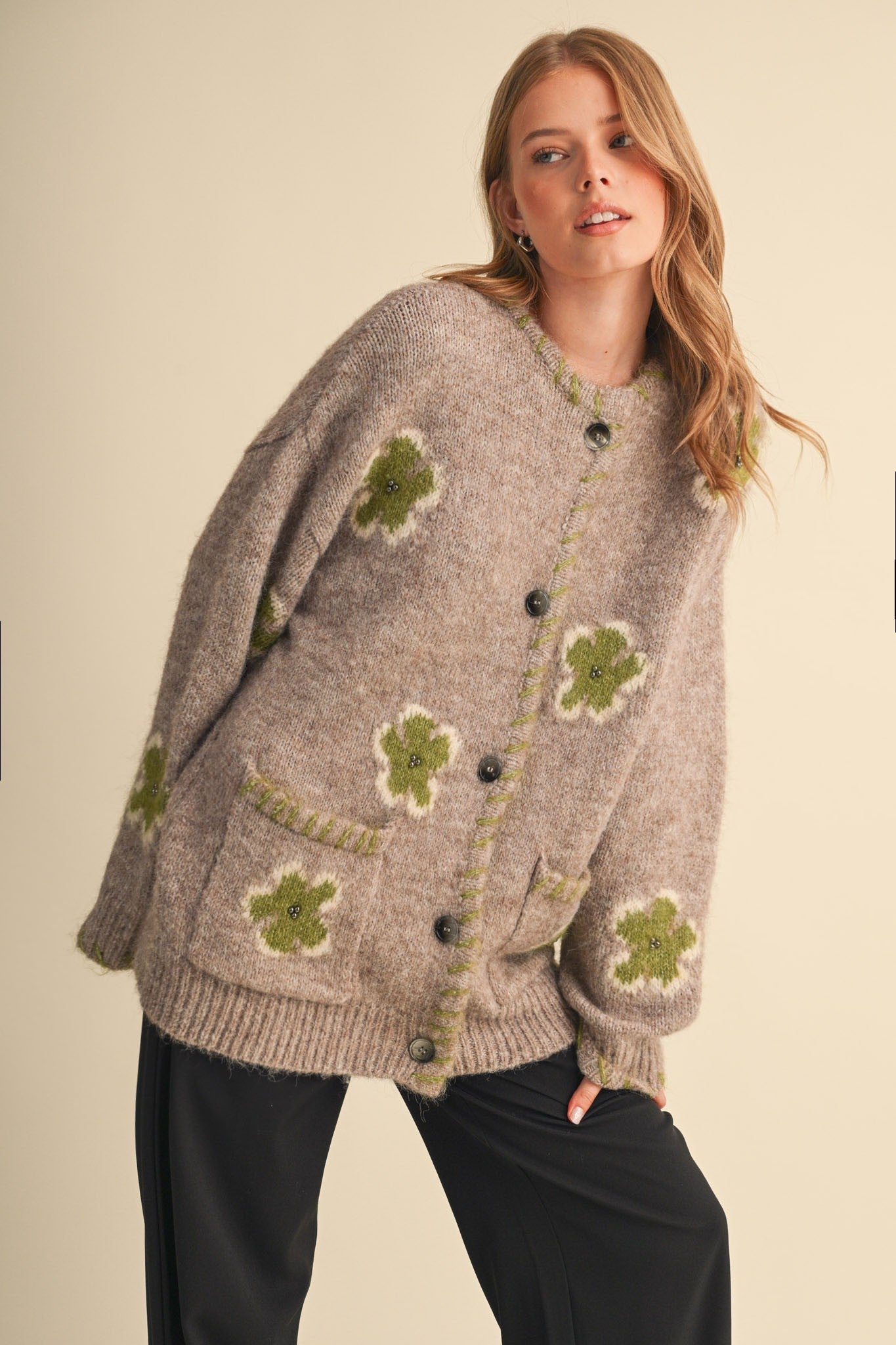 Petal Patches Blanket Stitch Floral Cardigan - Westly