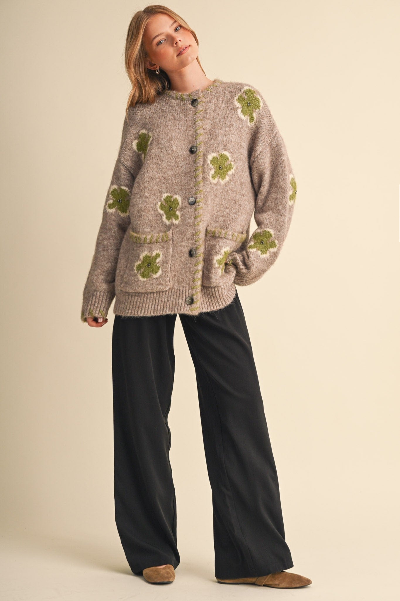 Petal Patches Blanket Stitch Floral Cardigan - Westly