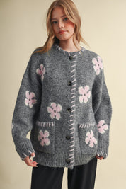 Petal Patches Blanket Stitch Floral Cardigan - Westly