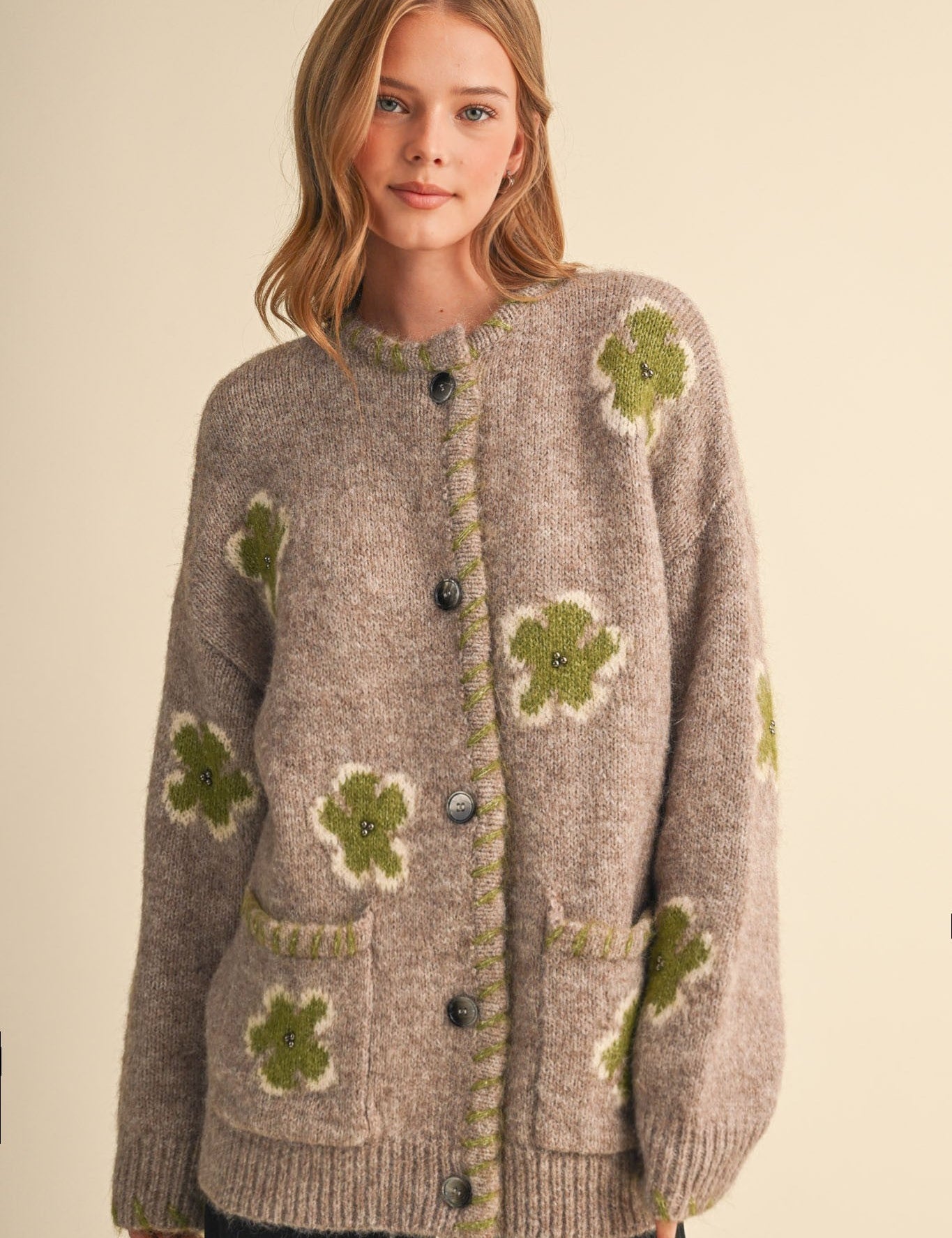 Petal Patches Blanket Stitch Floral Cardigan - Westly