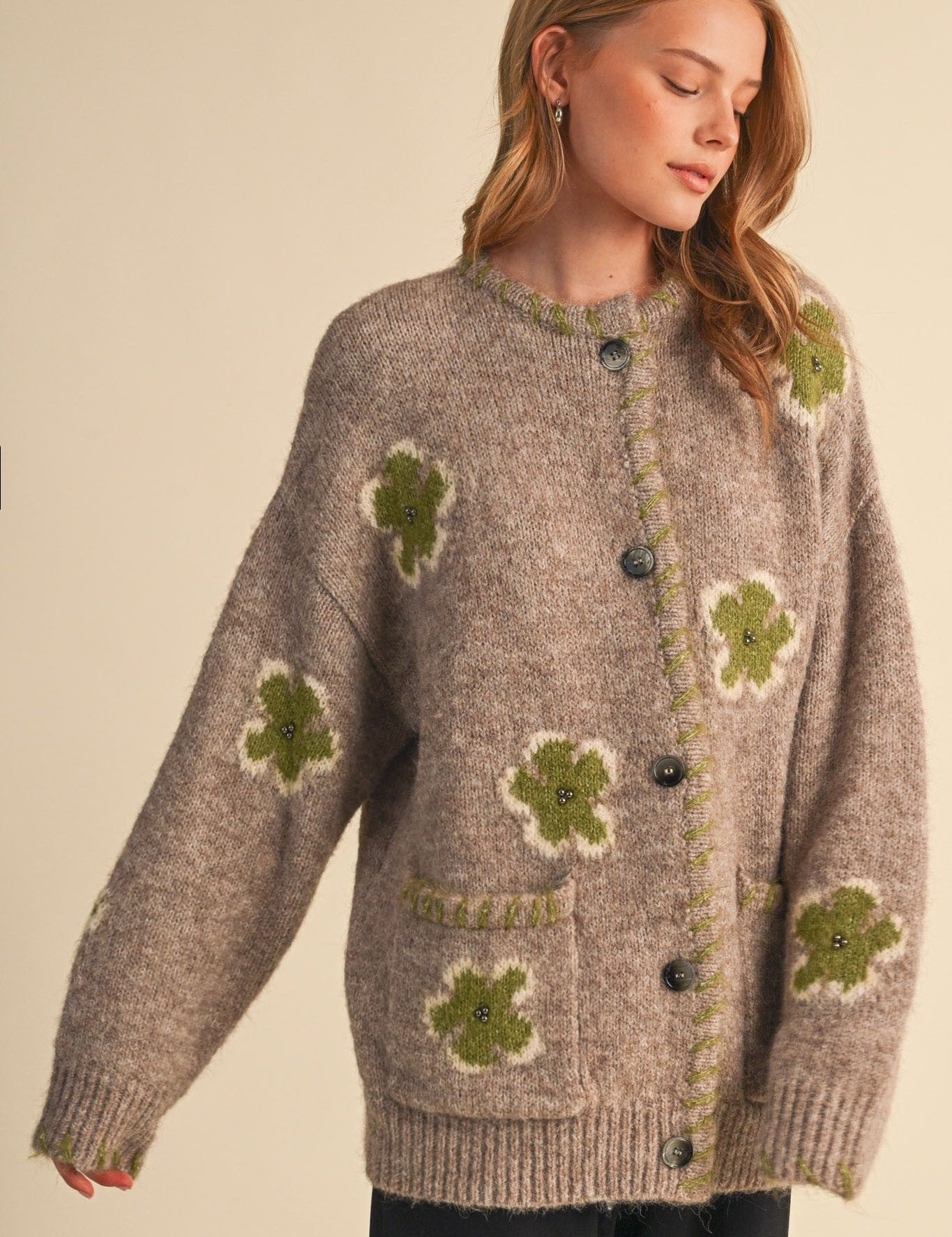 Petal Patches Blanket Stitch Floral Cardigan - Westly