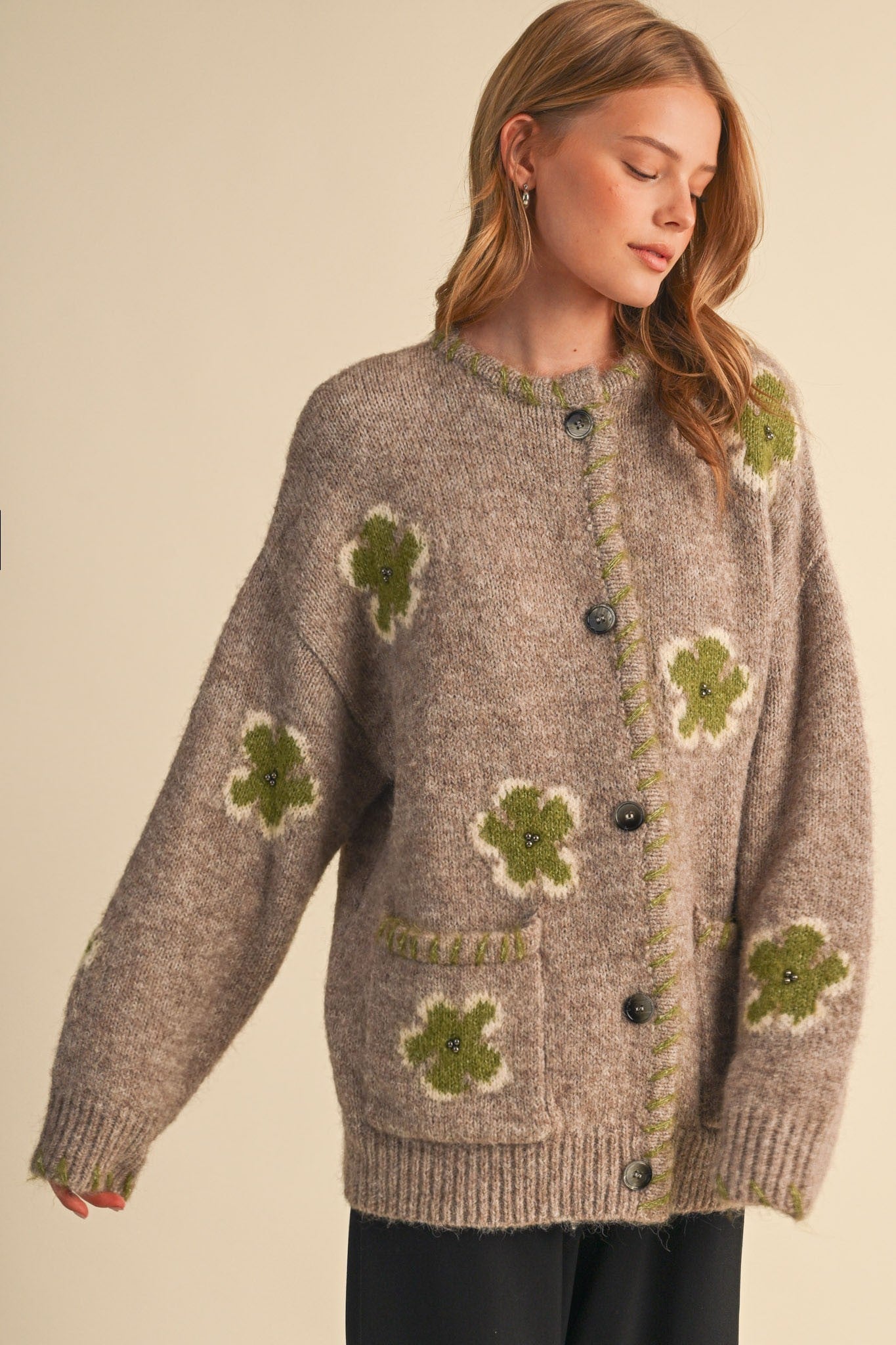 Petal Patches Blanket Stitch Floral Cardigan - Westly