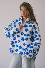 Petal Powder Floral Fleece Half-Zip Pullover - Westly