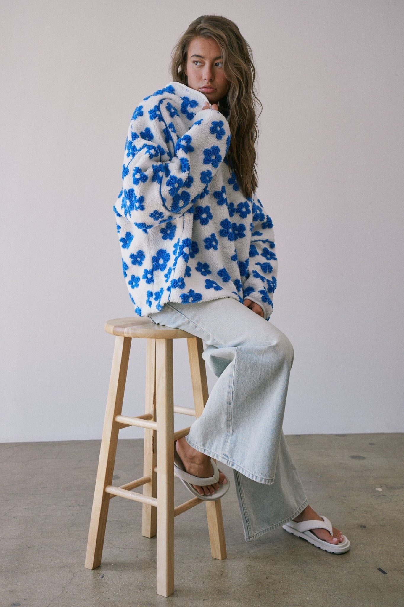 Petal Powder Floral Fleece Half-Zip Pullover - Westly