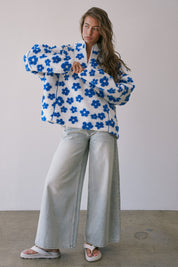 Petal Powder Floral Fleece Half-Zip Pullover - Westly