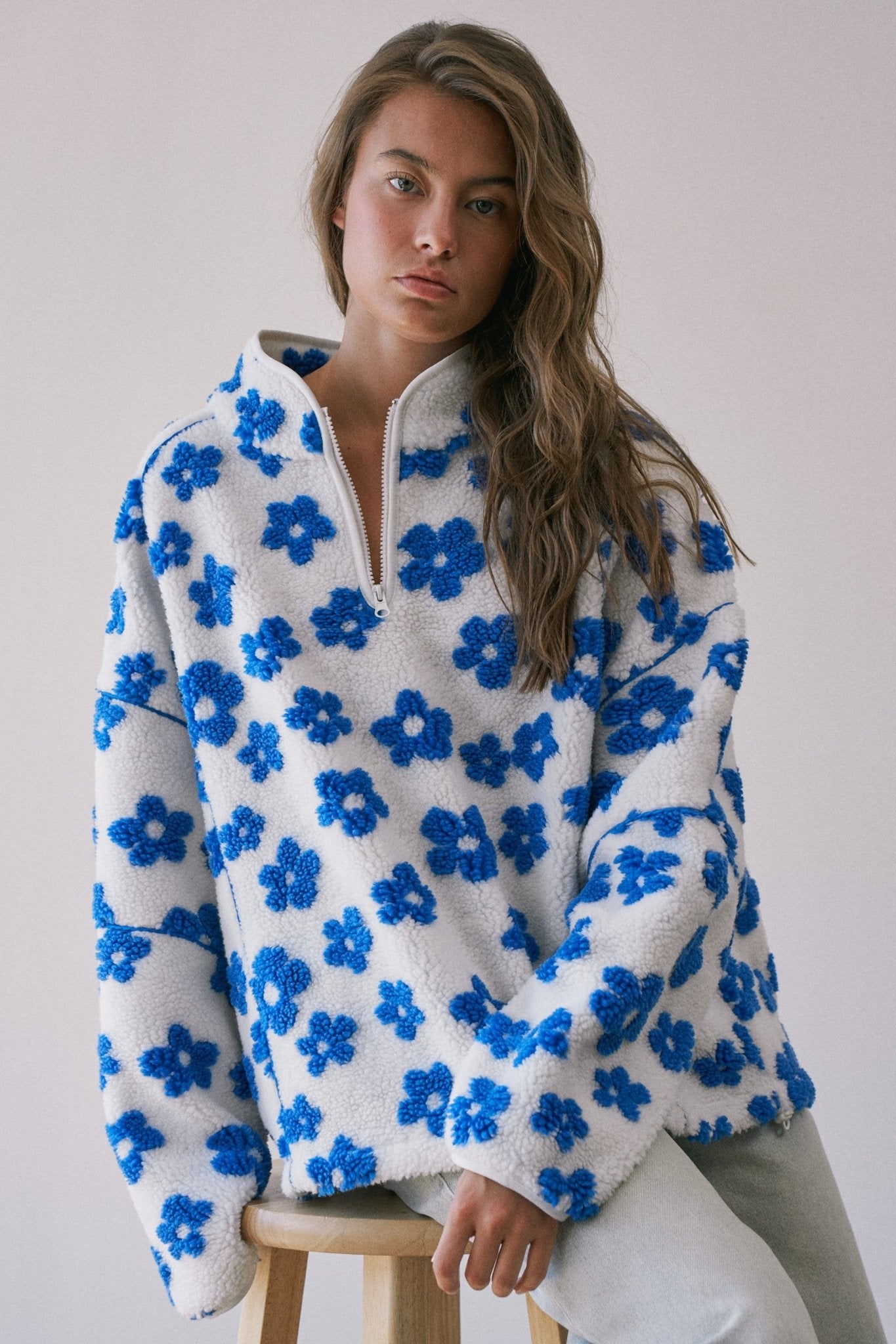 Petal Powder Floral Fleece Half-Zip Pullover - Westly