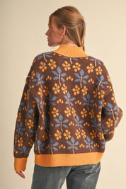 Petal Quarter Floral Half-Zip Sweater in Brown Butter - product photo 7